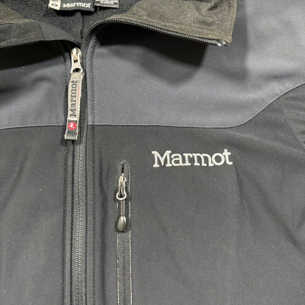 Marmot Mens Softshell Hooded Jacket Black Gray Full Zip Outdoor Coat XL - Picture 4 of 12